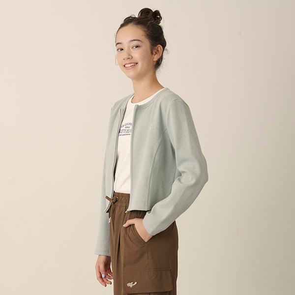 無領拉鍊開衫T恤套裝