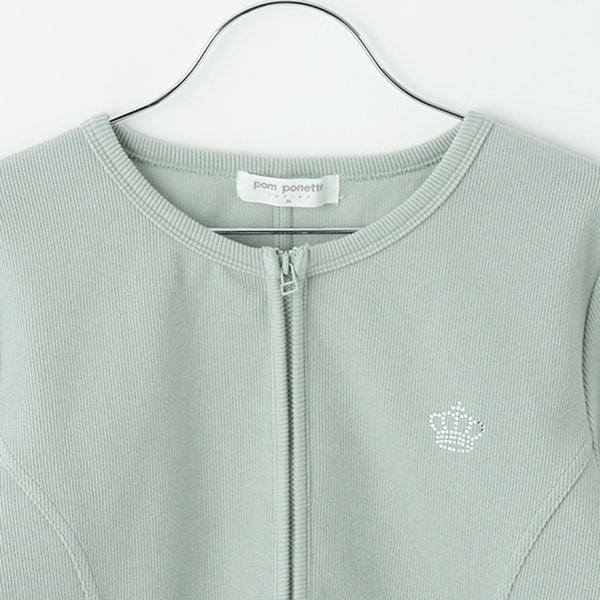 無領拉鍊開衫T恤套裝