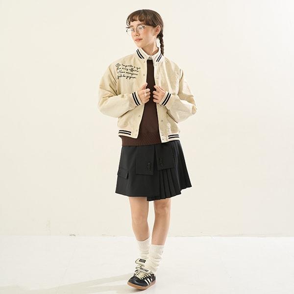 【AMI】【防潑水】條紋羅紋棒球夾克