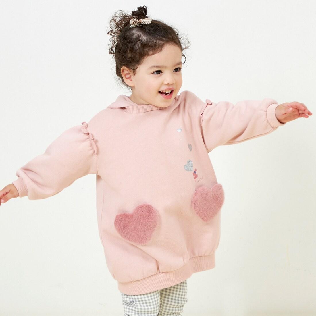 KP 仿皮草帶耳朵連帽連衣裙(90)