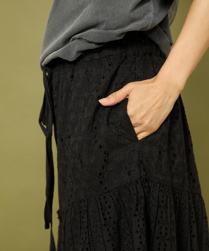蕾絲層疊拼接褲子