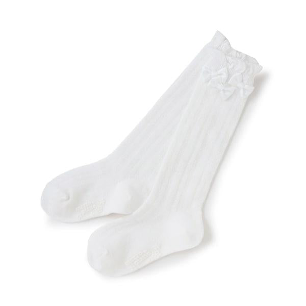 蝴蝶結裝飾高筒襪