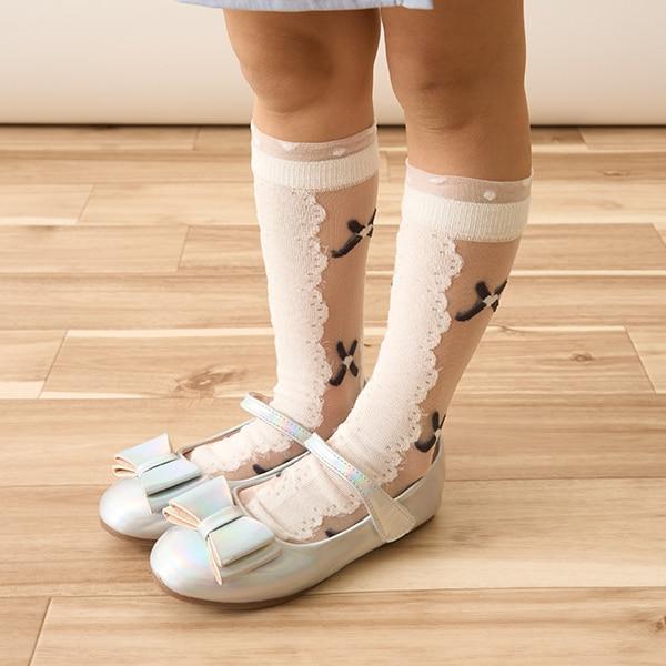 黑白色系透膚高筒襪