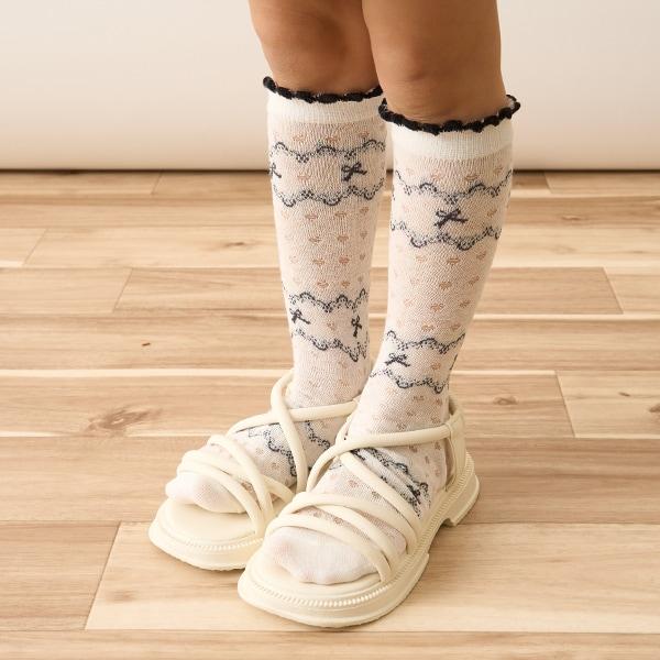 黑白色系透膚高筒襪