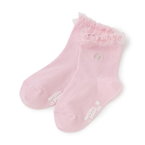 荷葉邊標誌刺繡襪