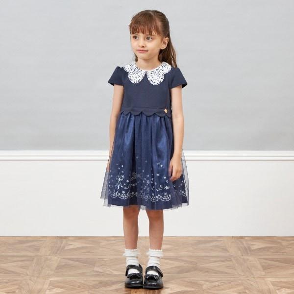 mimi&蝴蝶結刺繡短袖連衣裙(90~130)