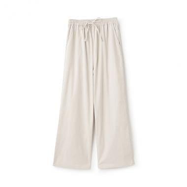 側邊蕾絲寬腿褲