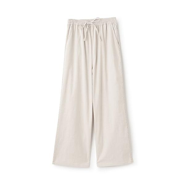 側邊蕾絲寬腿褲