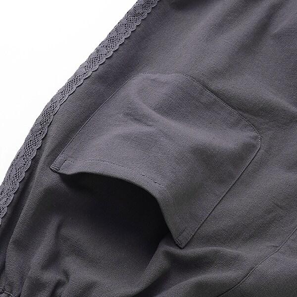 側邊蕾絲寬腿褲
