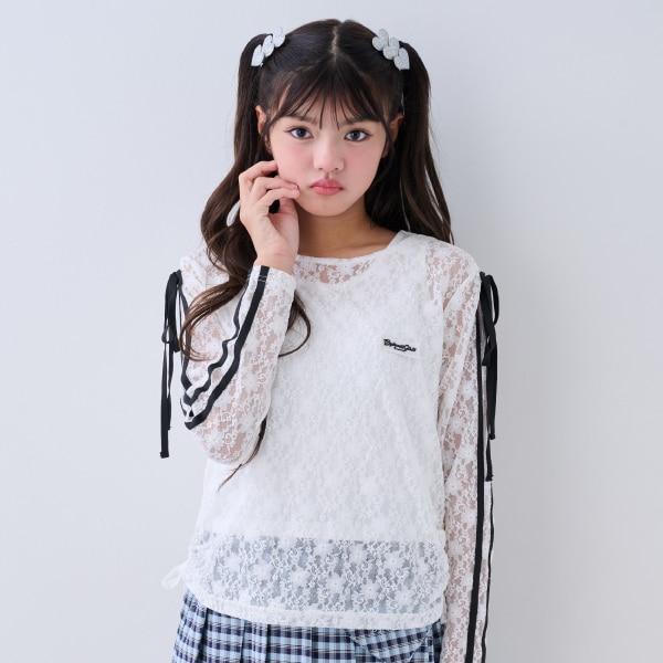 【Nico☆Petit刊載】雙蝴蝶結蕾絲T恤套裝