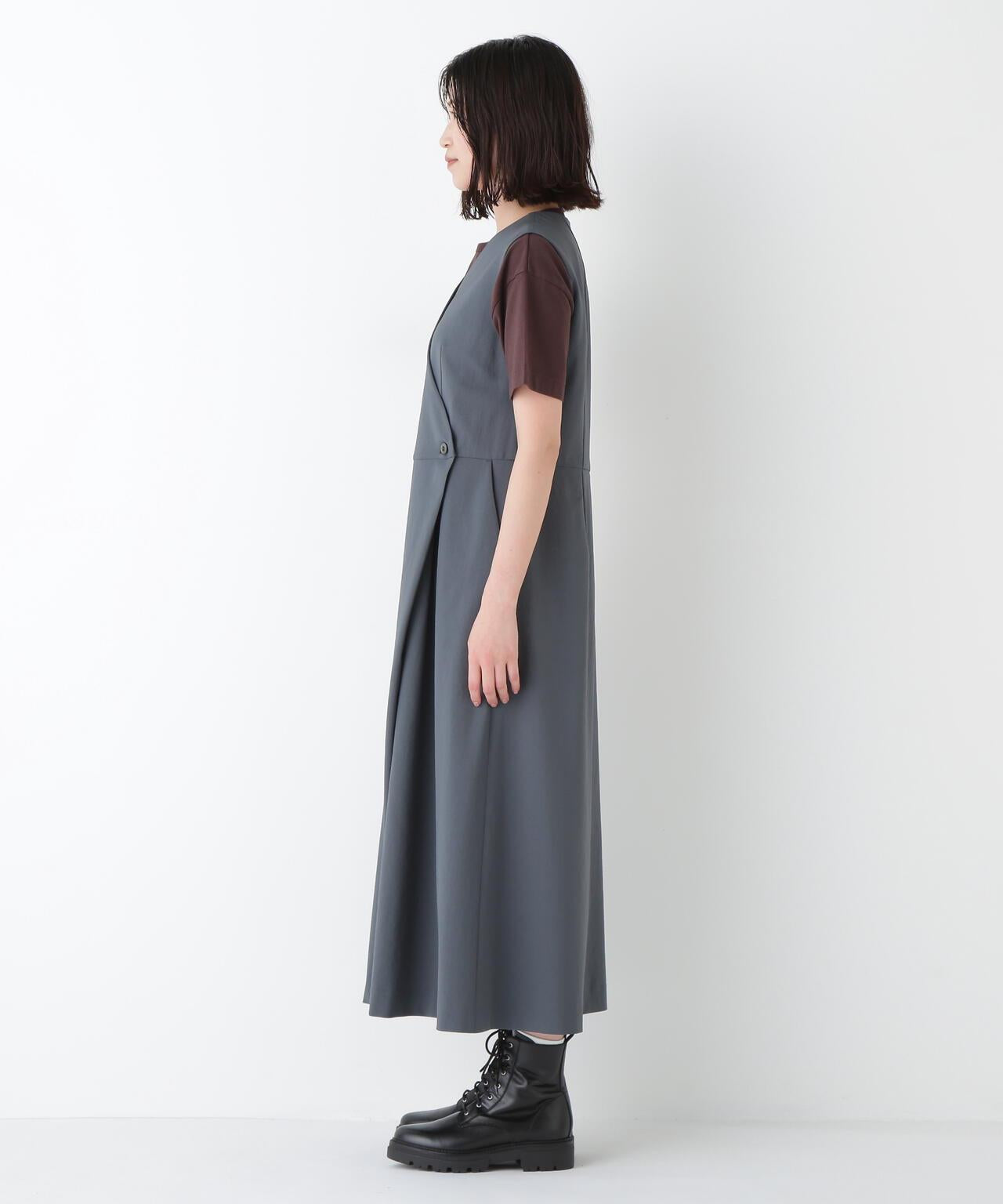 T/TAツイルラップ風ノースリーブワンピース