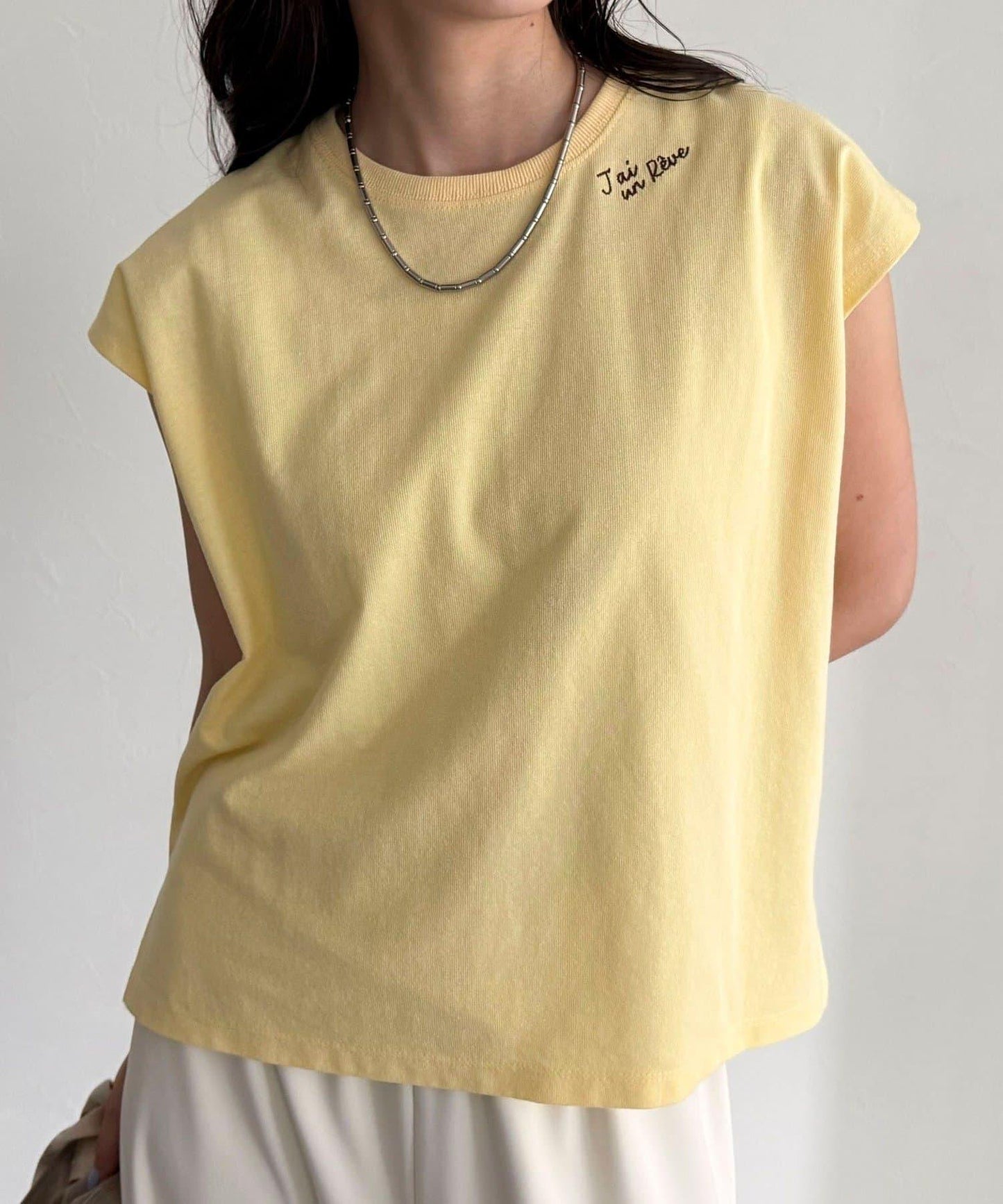 鏈條刺繡法式T恤套頭衫