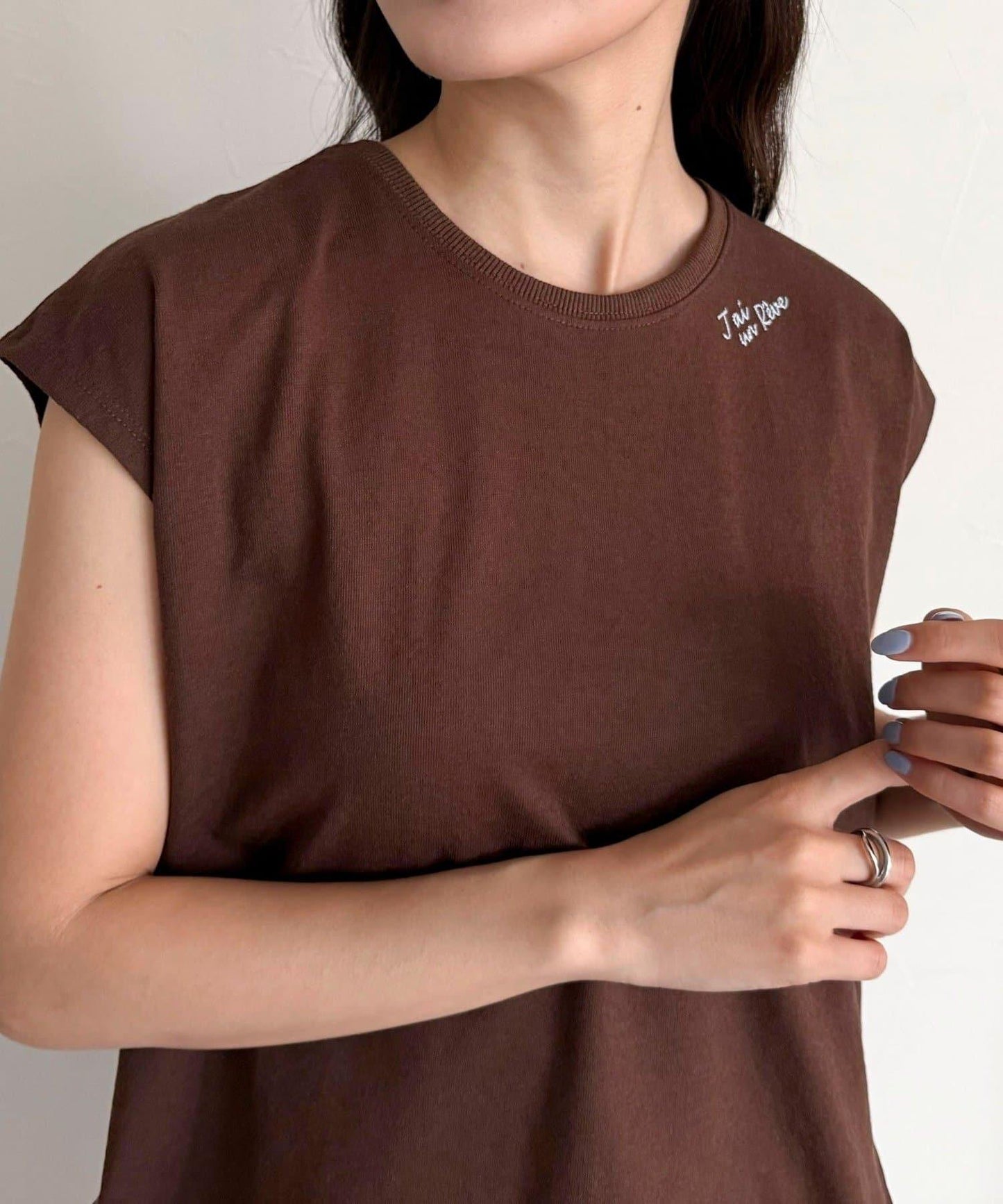 鏈條刺繡法式T恤套頭衫