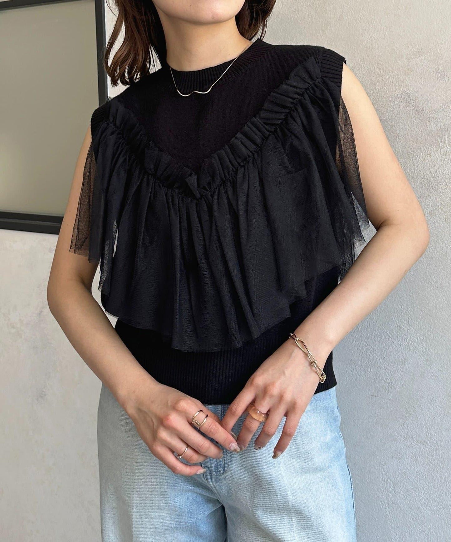 蕾絲背心無袖針織衫