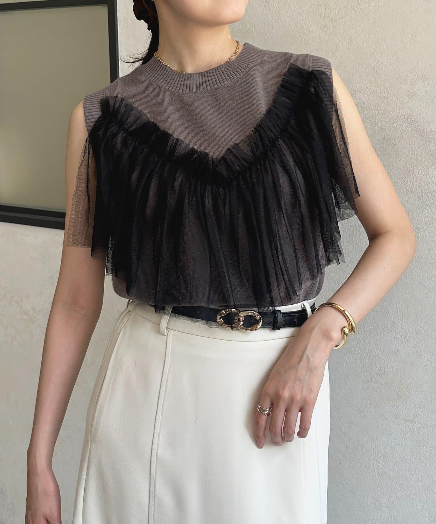 蕾絲背心無袖針織衫