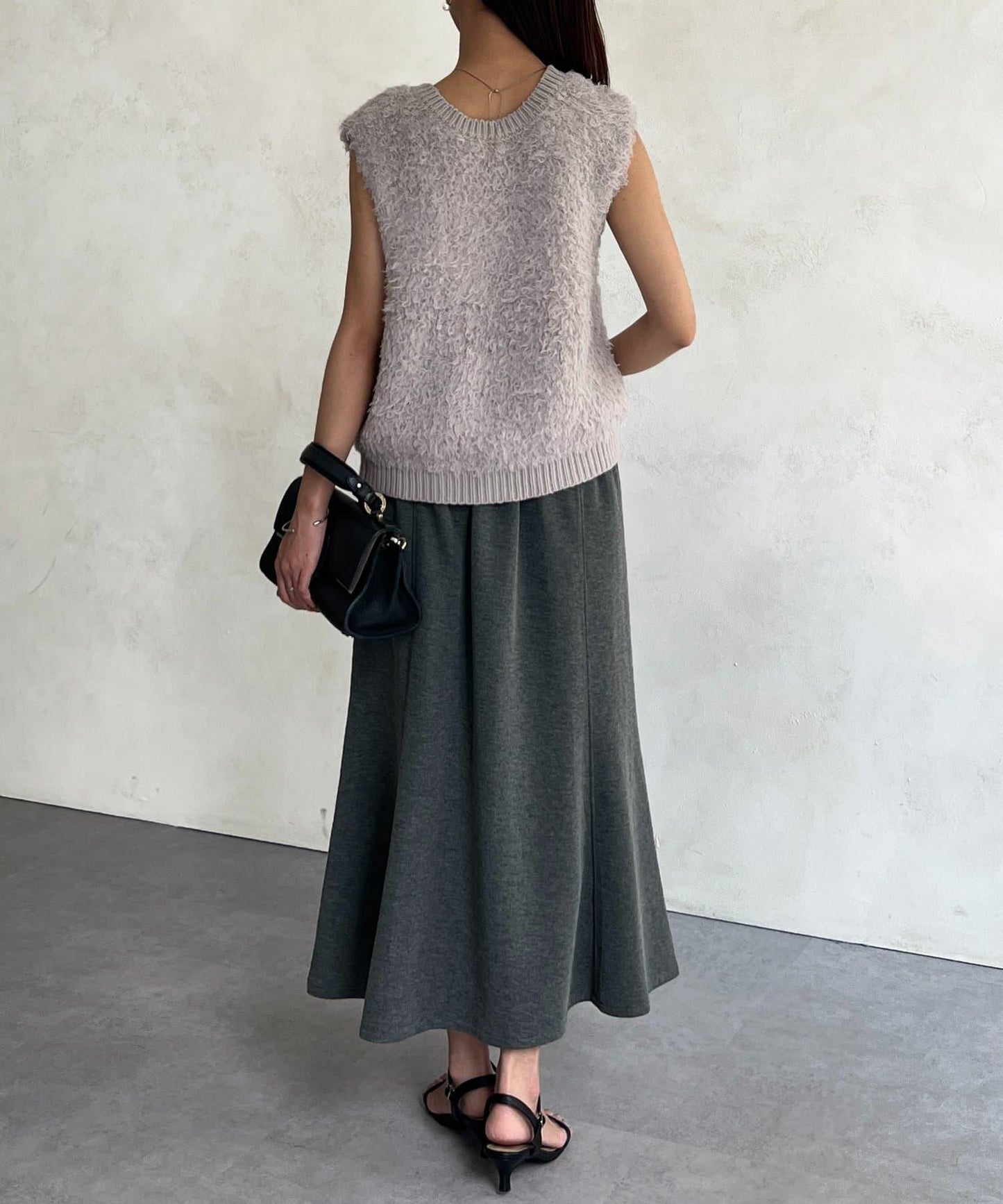 前後2WAY毛絨針織馬甲