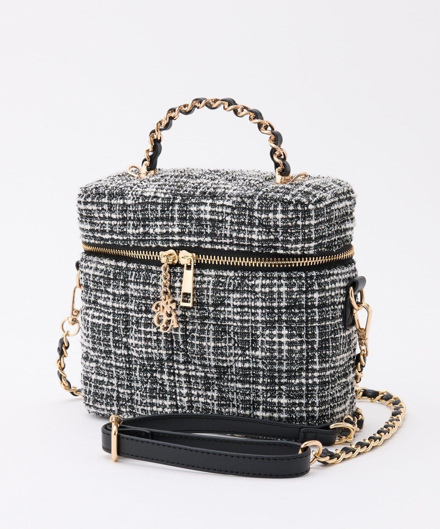 帶吊墜的格紋化妝包