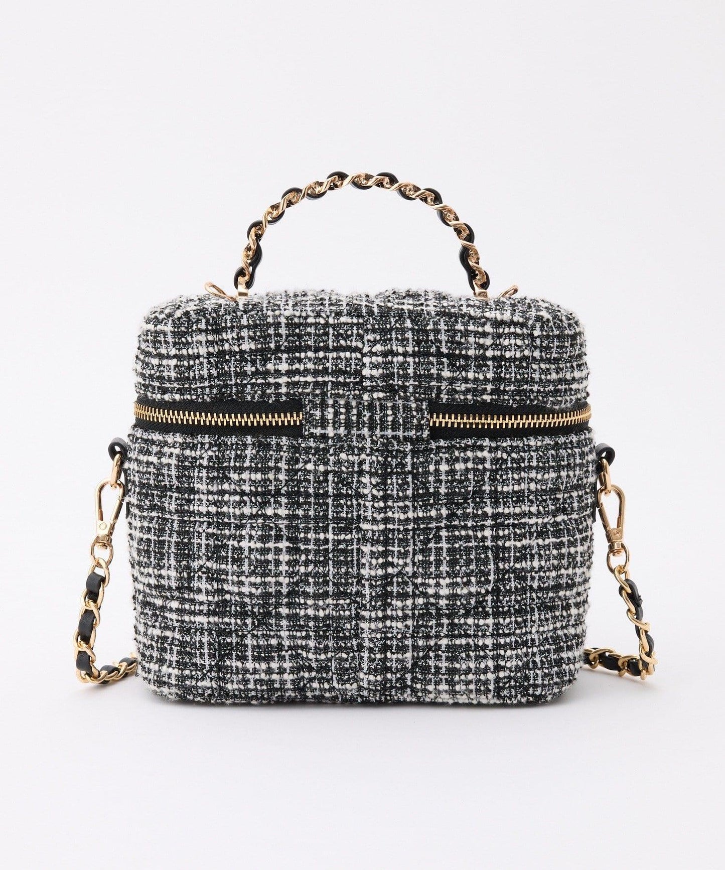 帶吊墜的格紋化妝包