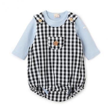 格紋揹帶褲套裝