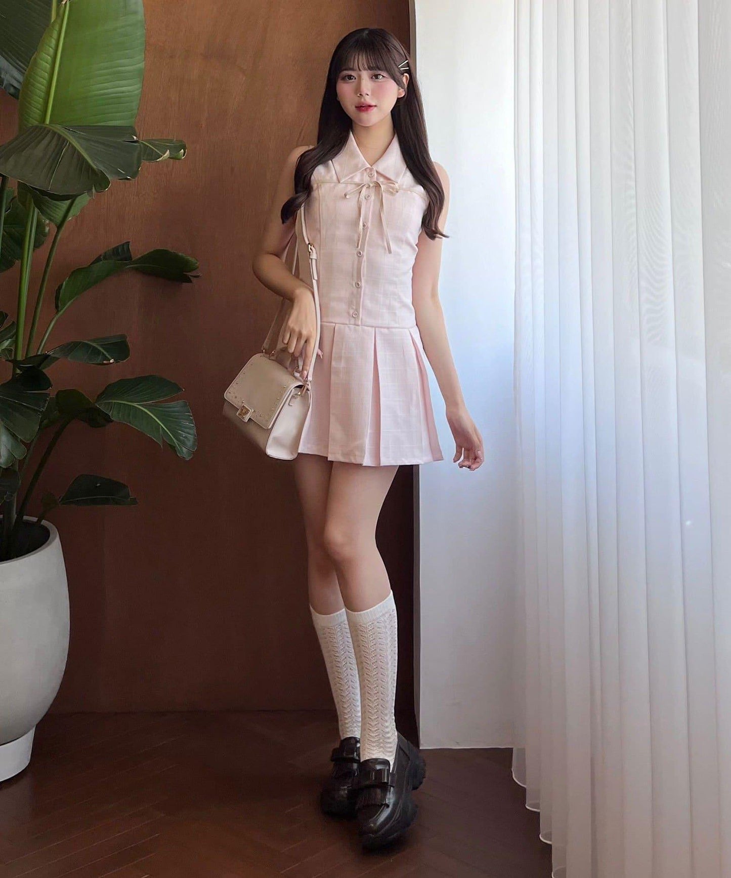 【完売カラー再販売】YUI企画 ノースリーブシャツミニワンピース