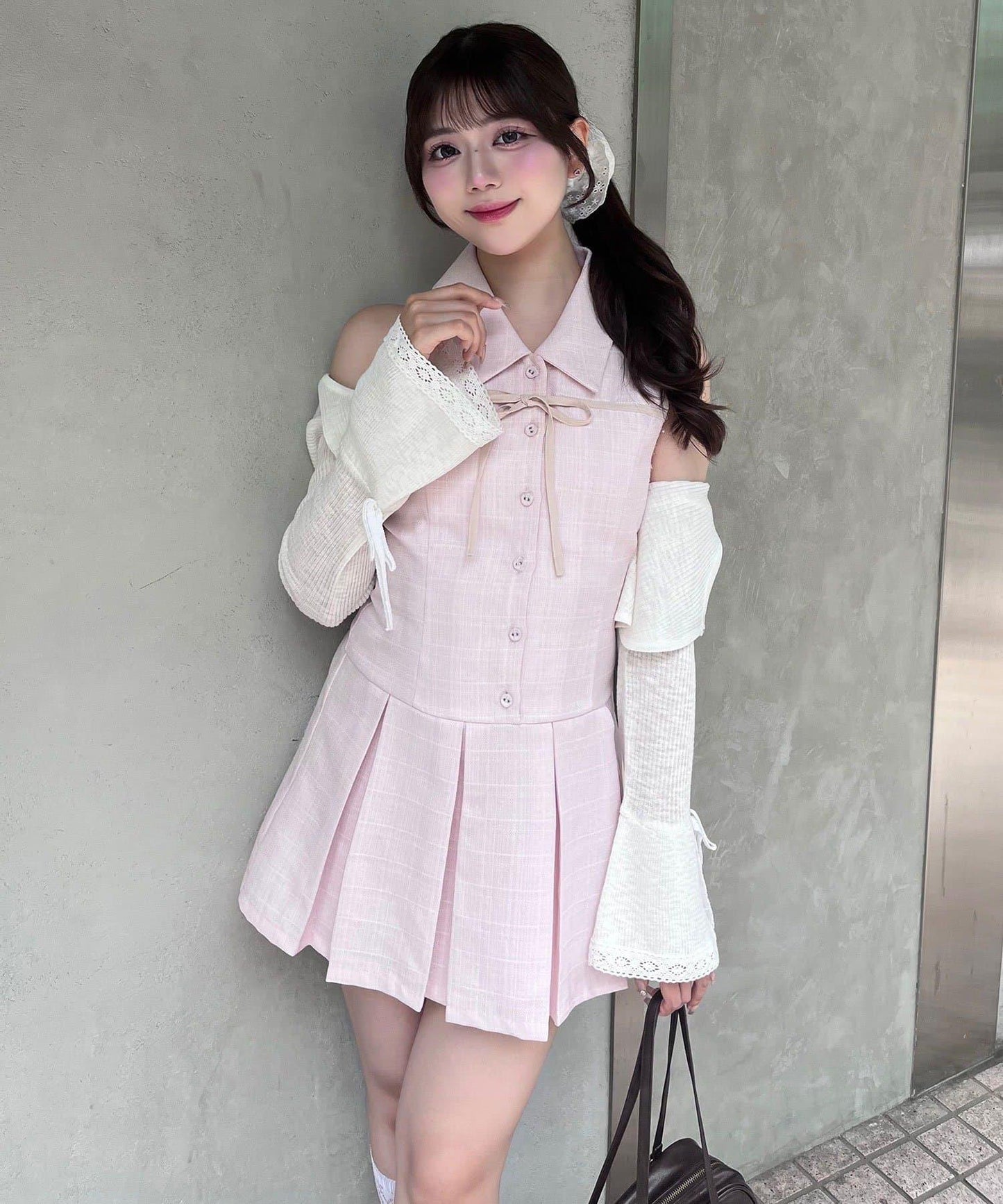 【完売カラー再販売】YUI企画 ノースリーブシャツミニワンピース