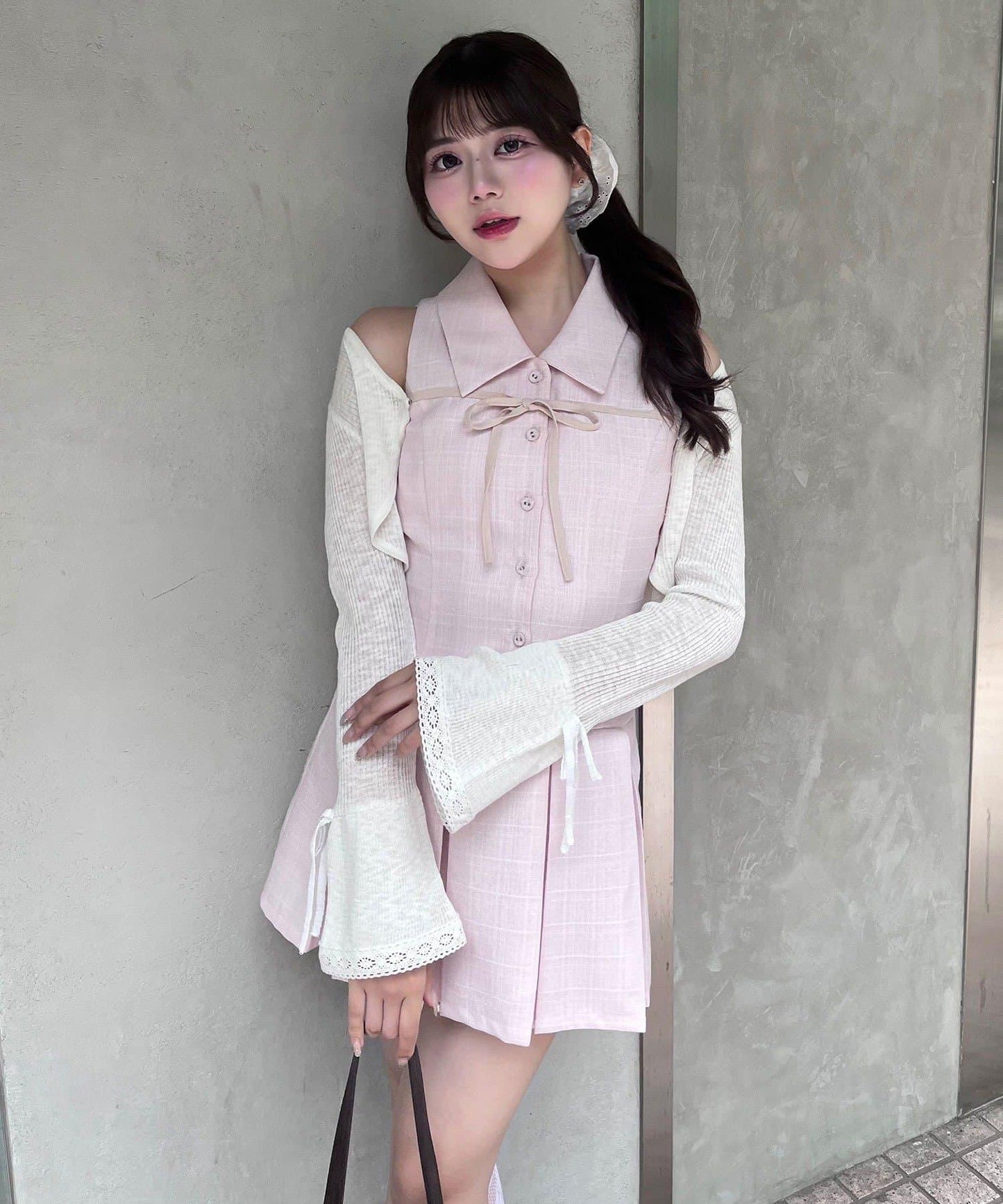 【完売カラー再販売】YUI企画 ノースリーブシャツミニワンピース