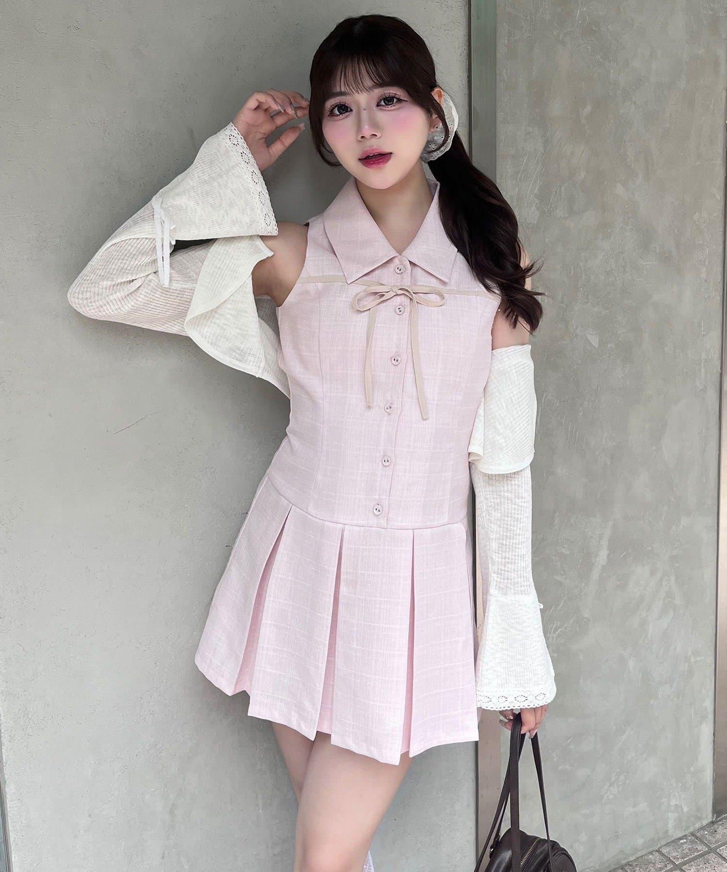 【完売カラー再販売】YUI企画 ノースリーブシャツミニワンピース