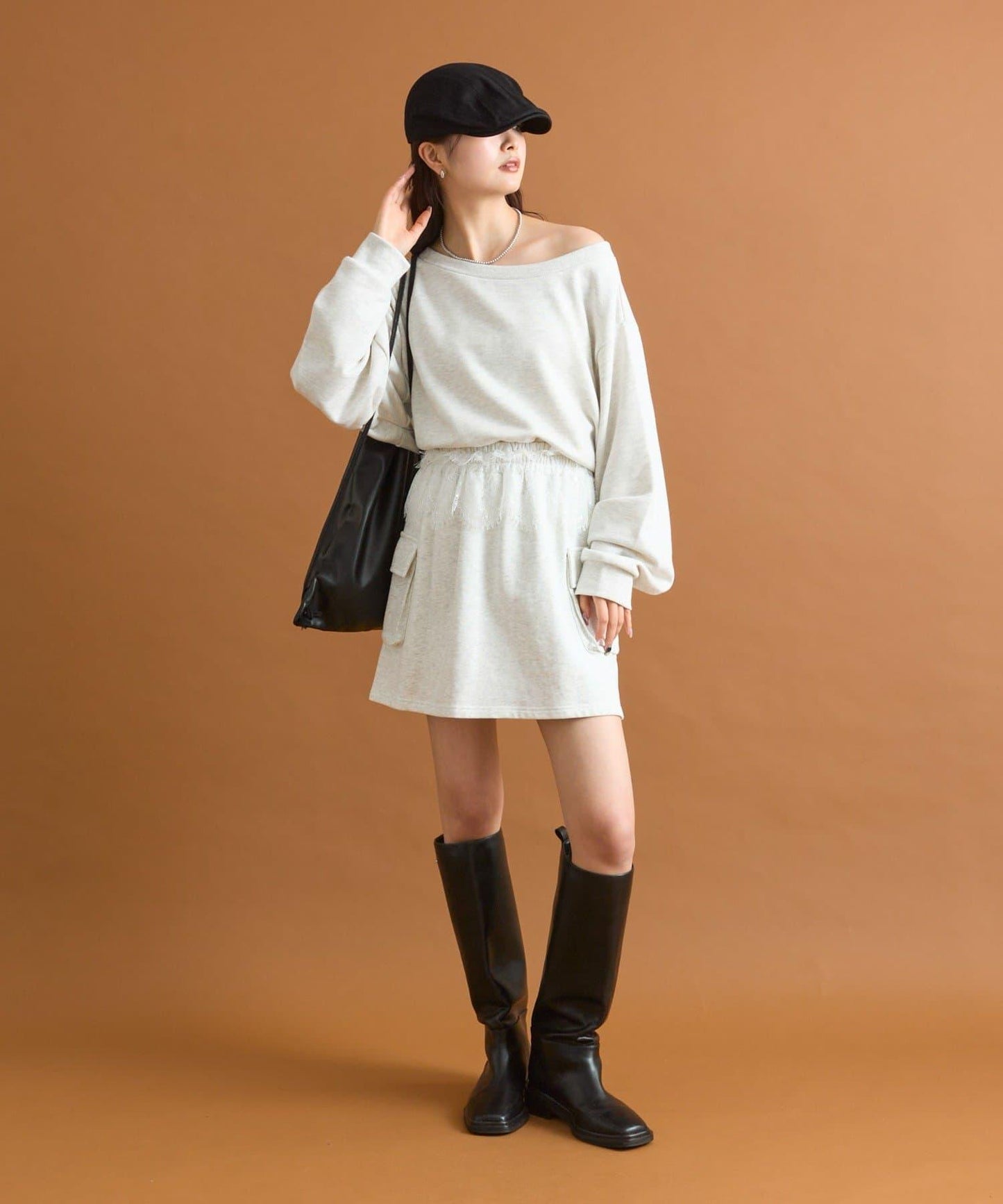 腰部蕾絲衛衣迷你裙