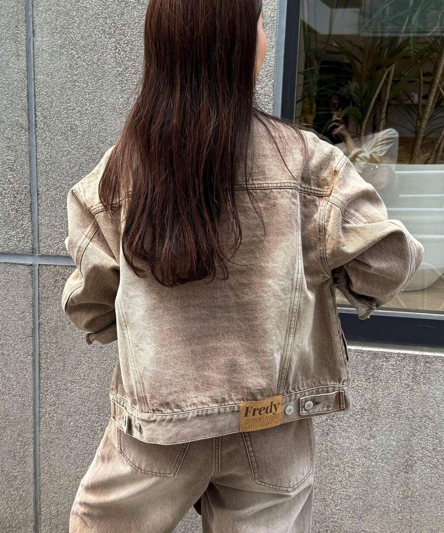 ノーカラーコンパクトデニムジャケット