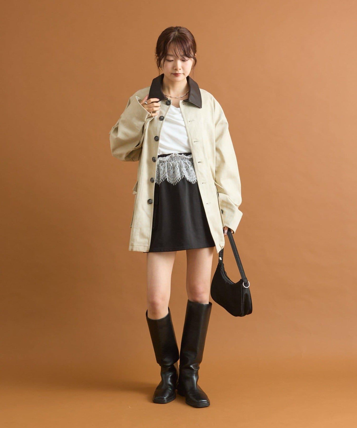 腰部蕾絲衛衣迷你裙