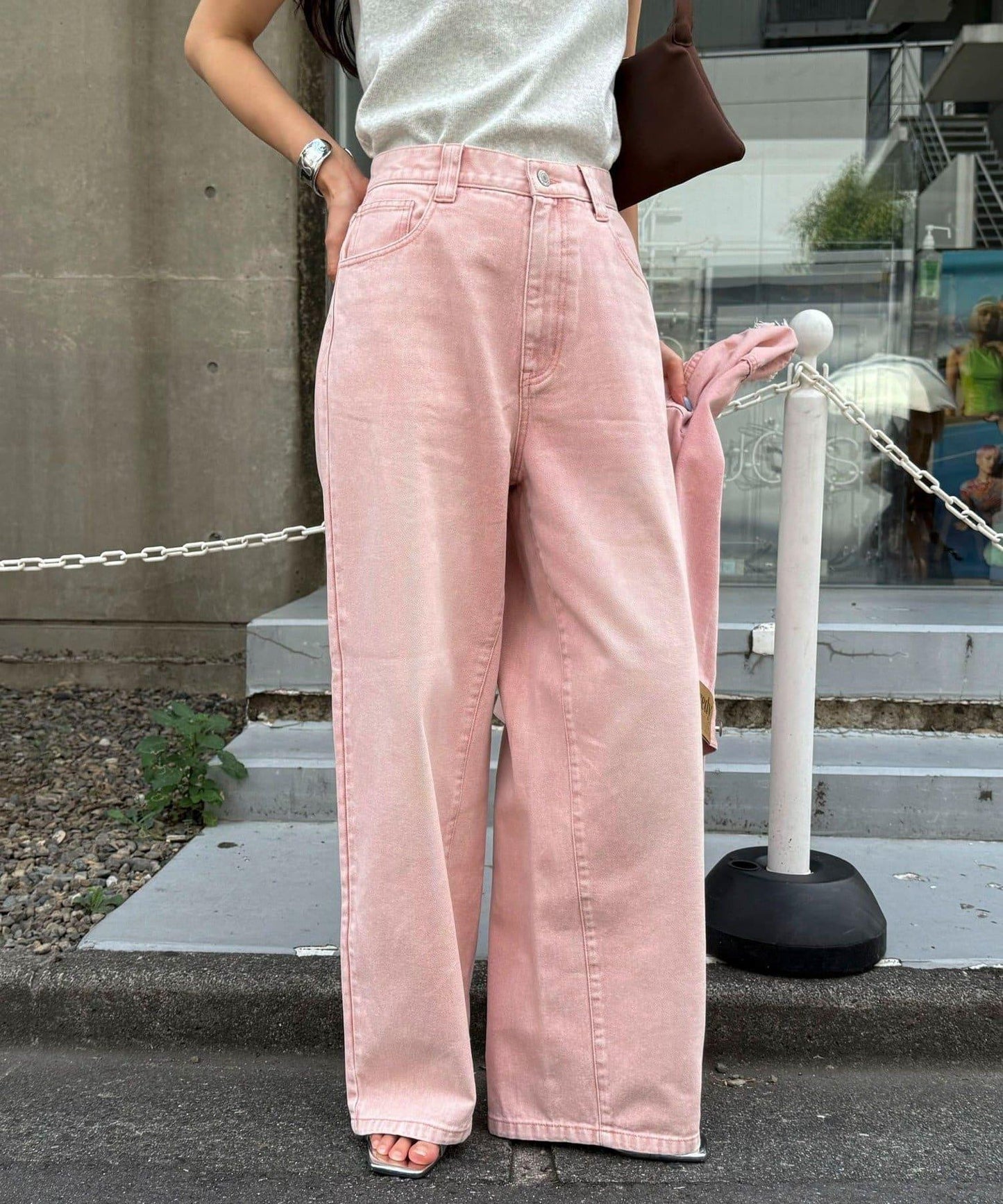 カラーストレートデニムパンツ