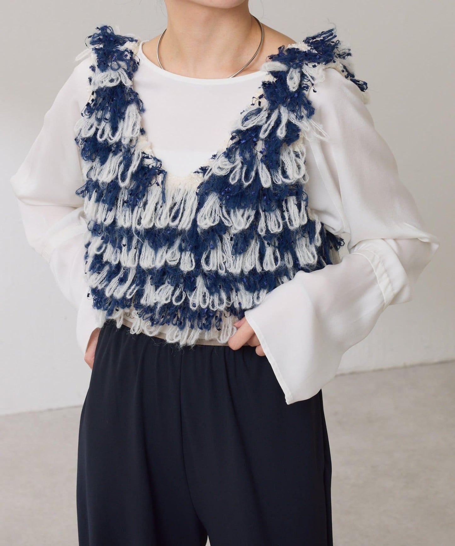 【ロングシーズン使える】クロップドニットベスト