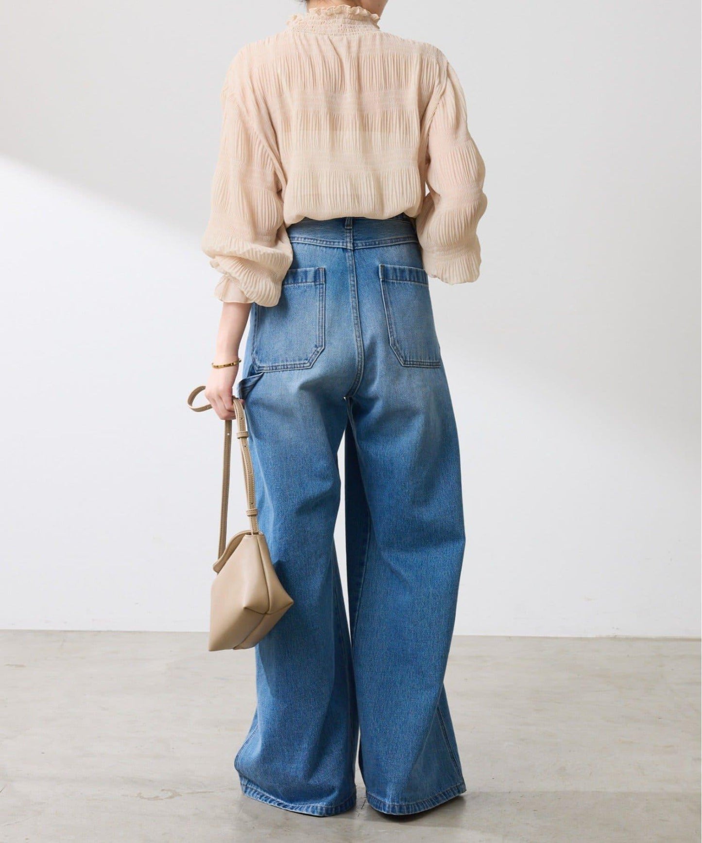 【ロングシーズン着れる/レイヤードアイテム】ジョーゼットプリーツブラウス