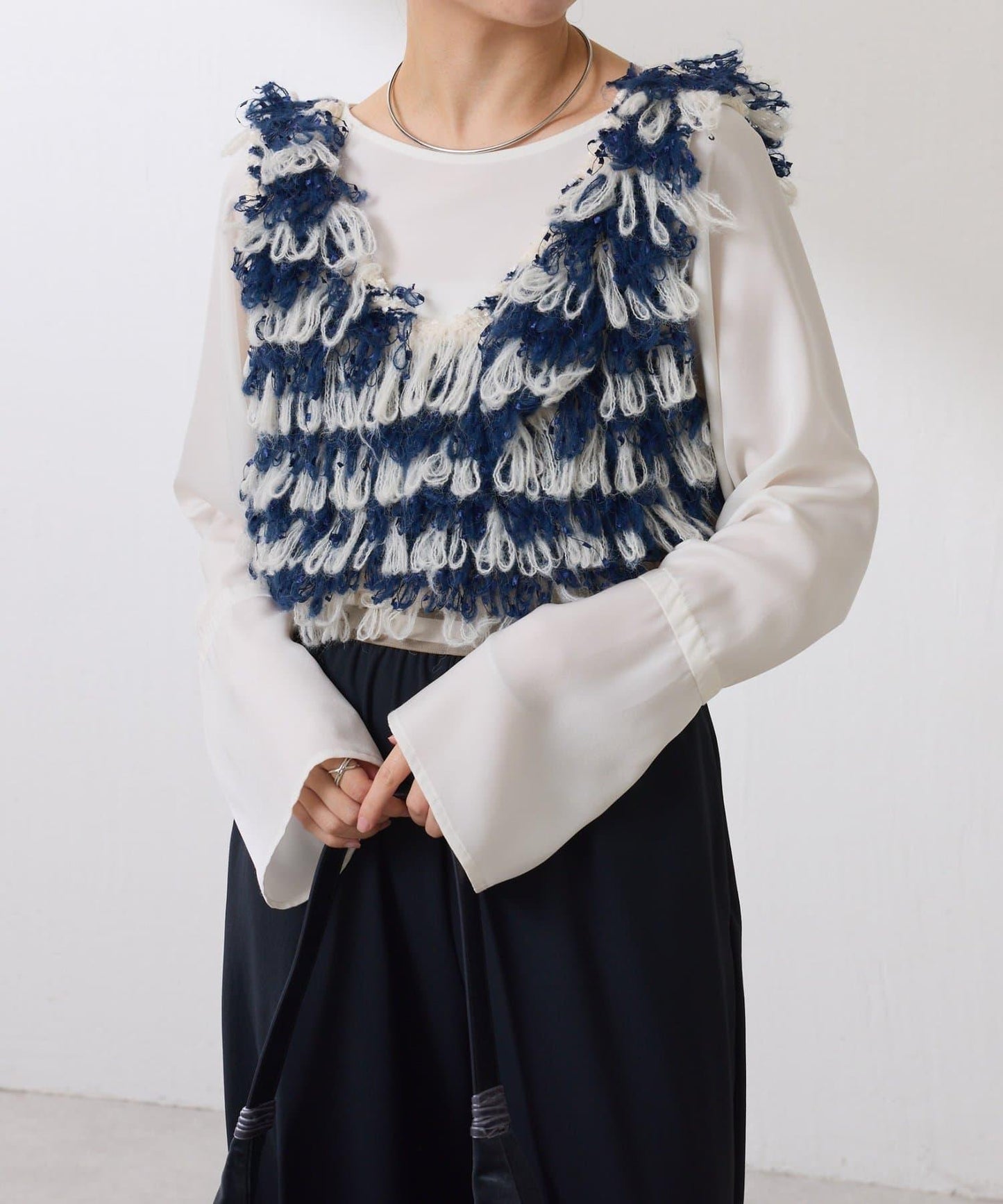 【ロングシーズン使える】クロップドニットベスト