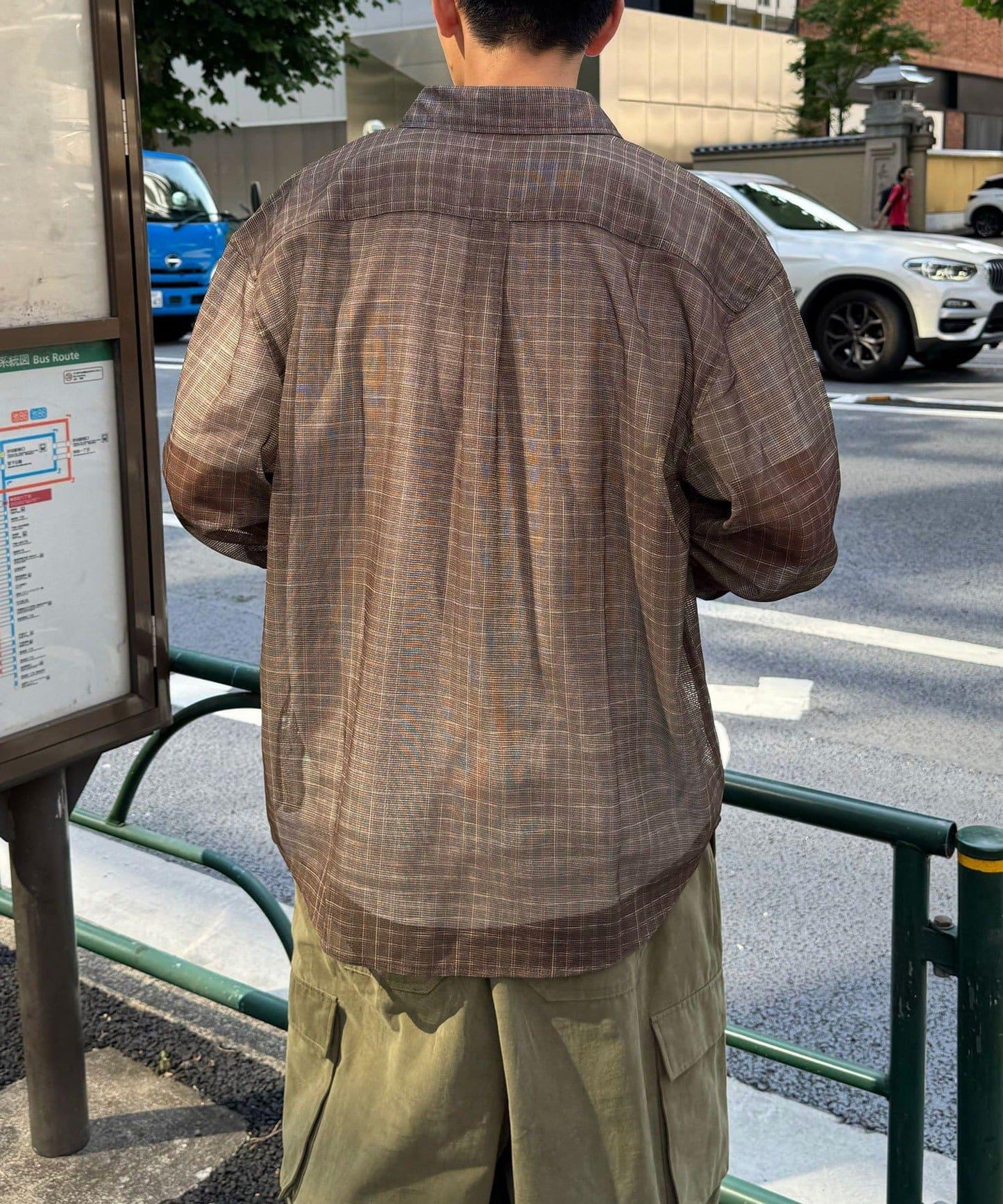 網眼拼花長袖襯衫