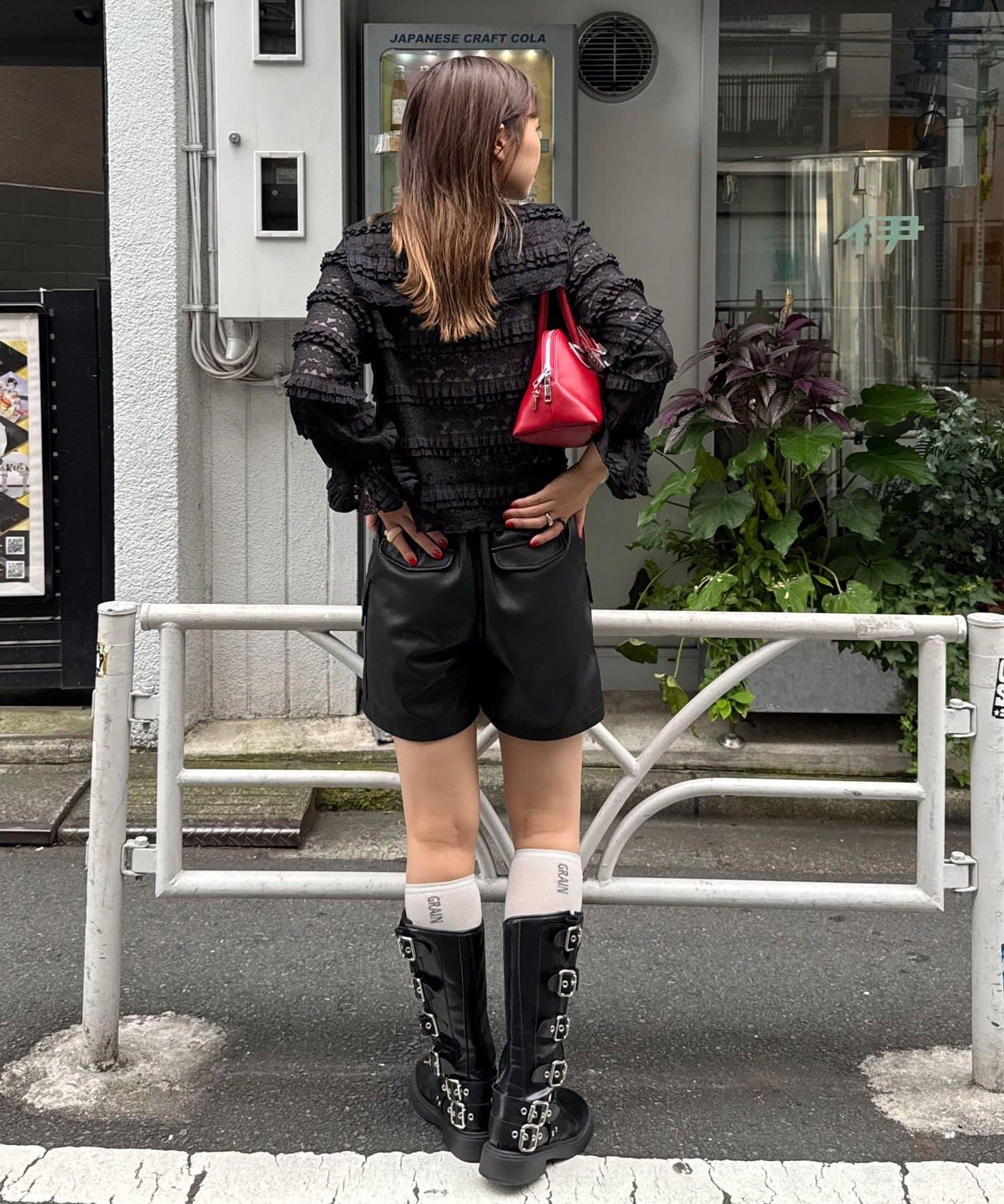 水手領彩色蕾絲荷葉邊上衣