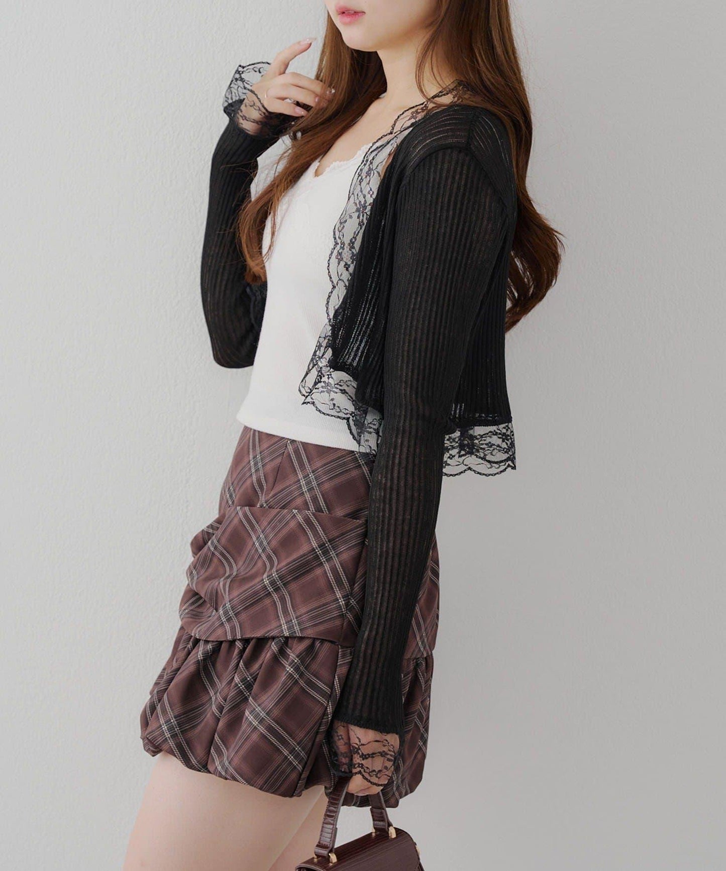 麻質觸感露肩開衫