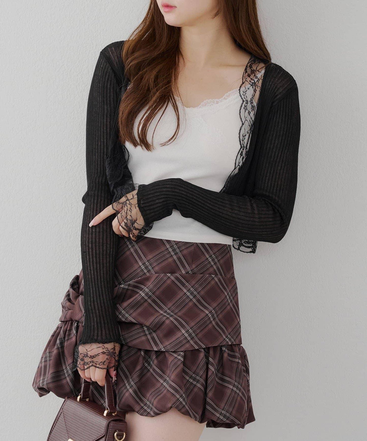 麻質觸感露肩開衫