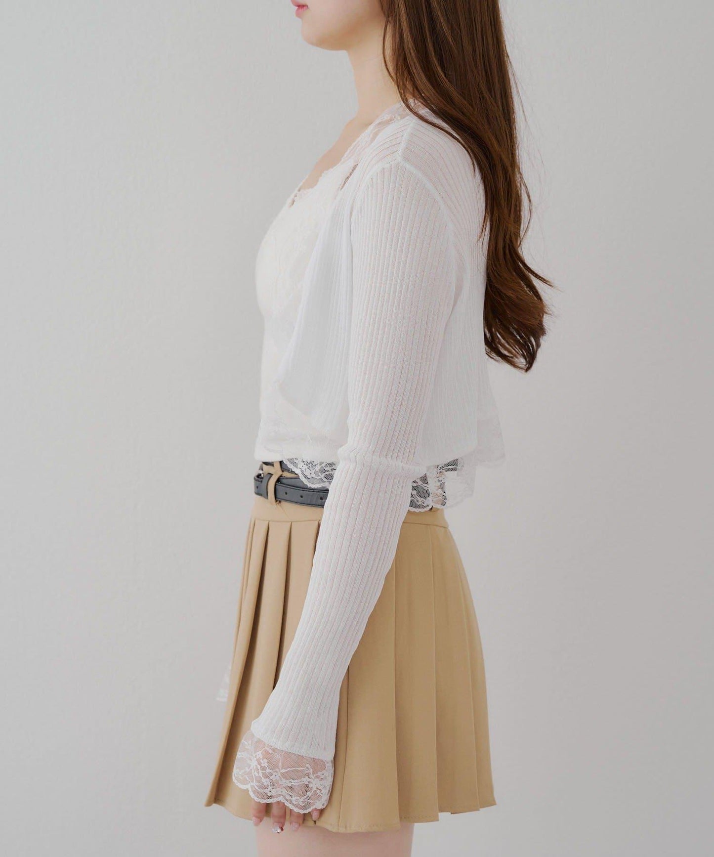 麻質觸感露肩開衫