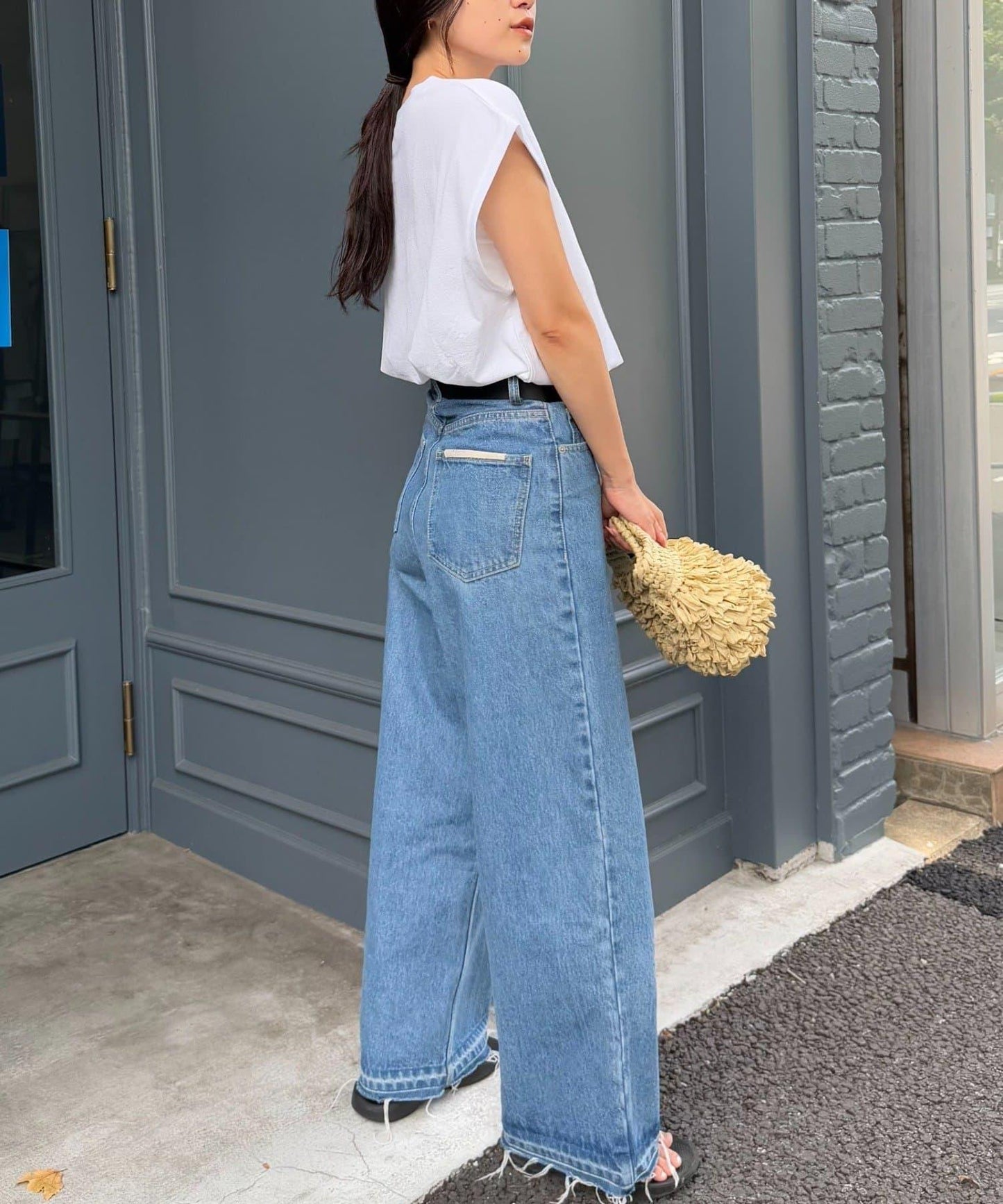 梨地法式短袖混搭印花T恤