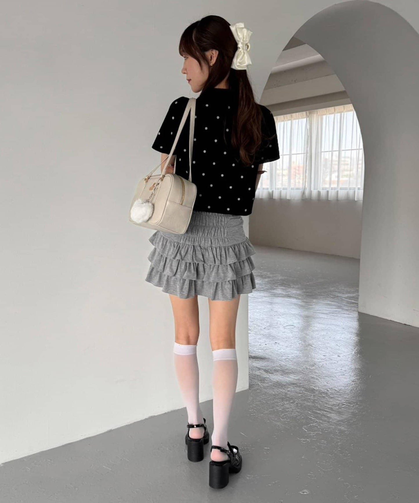 套裝可穿/繫帶褶皺迷你裙