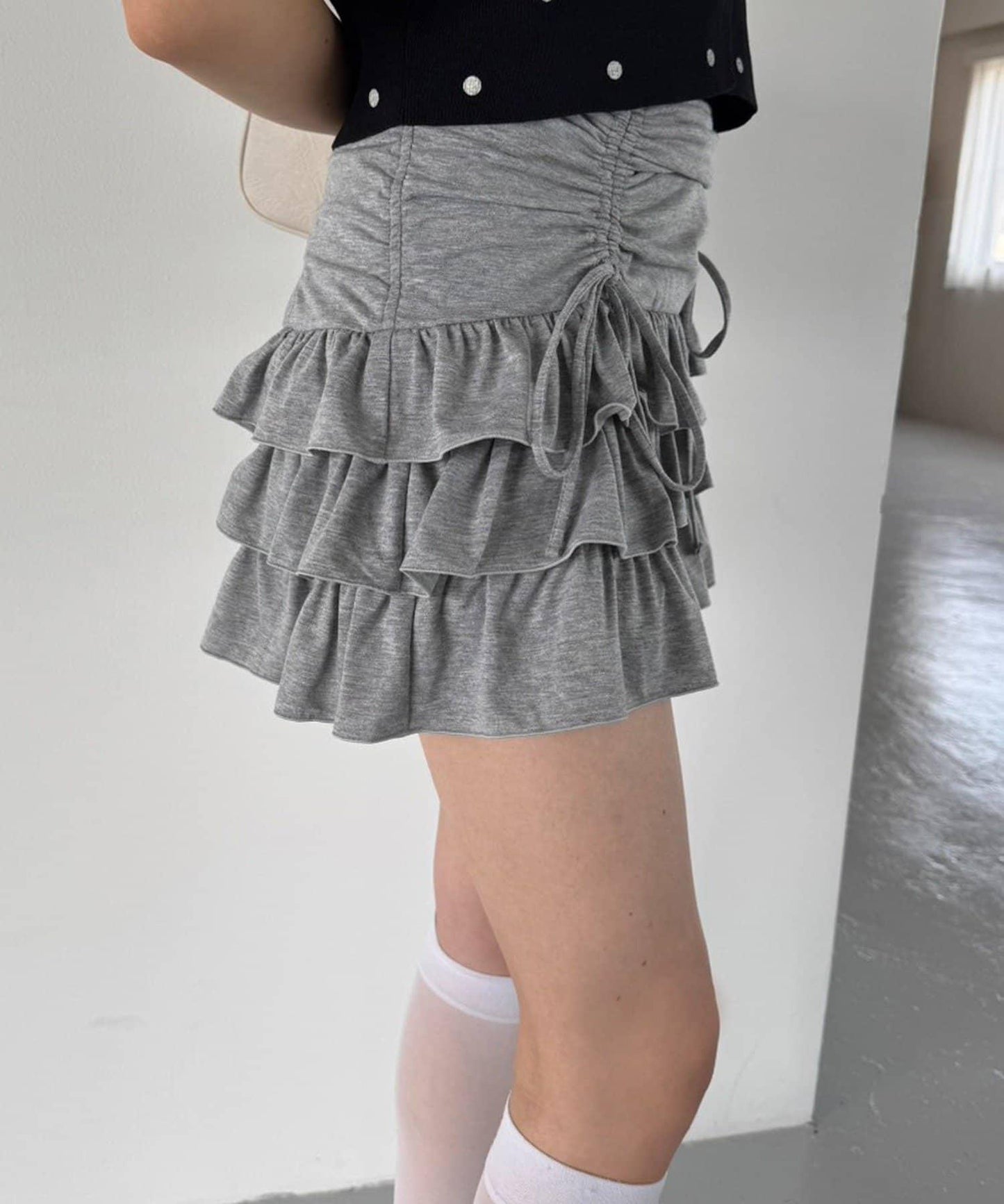 套裝可穿/繫帶褶皺迷你裙