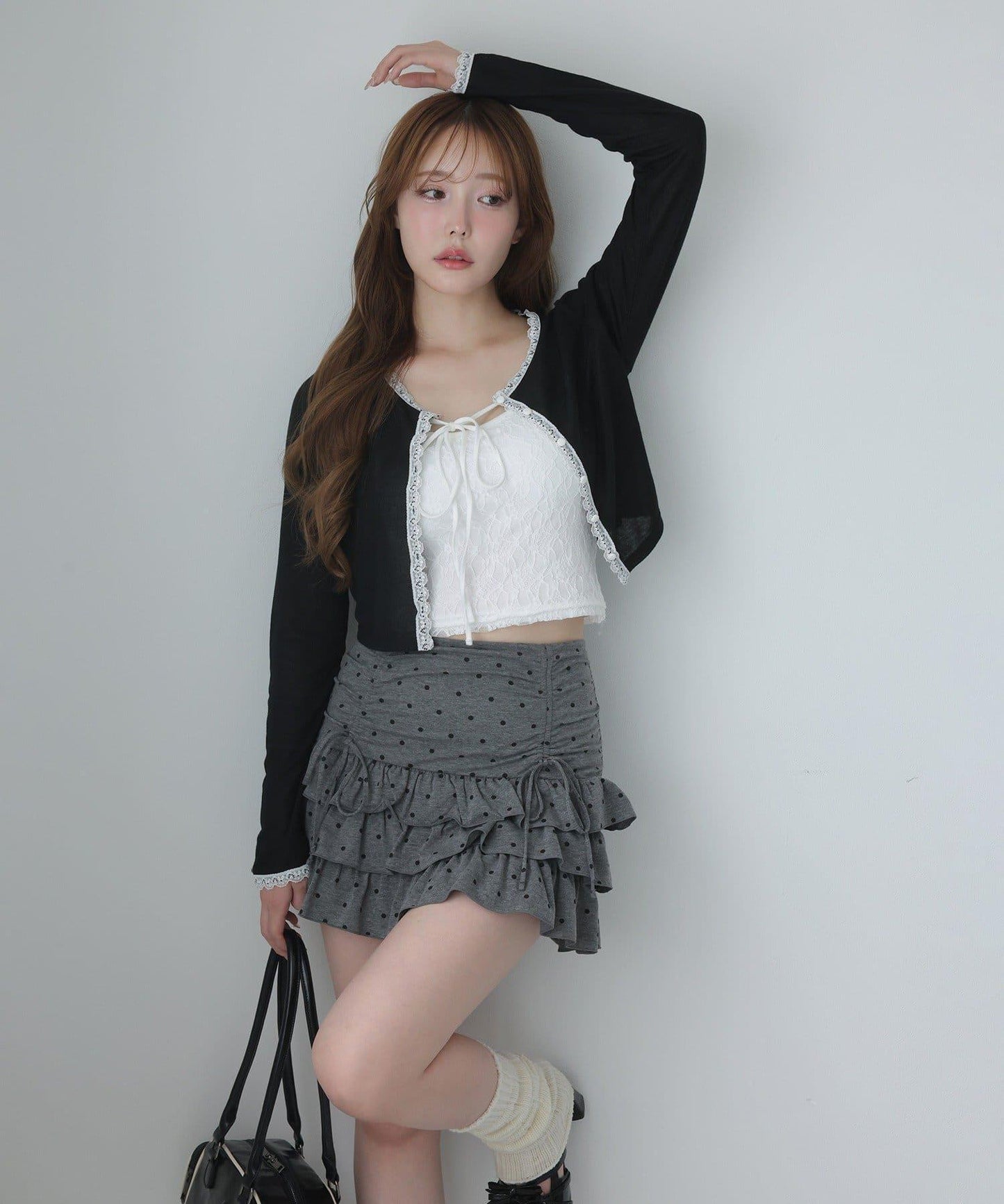 套裝可穿/繫帶褶皺迷你裙