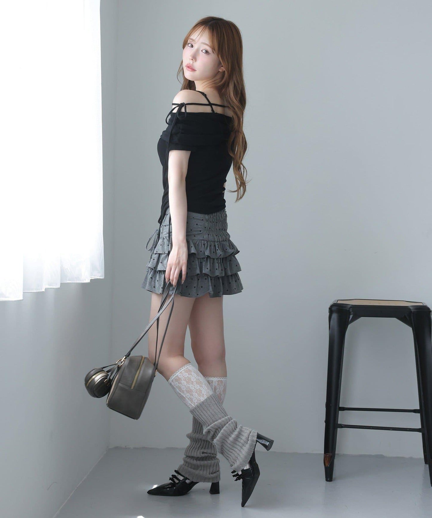 套裝可穿/繫帶褶皺迷你裙