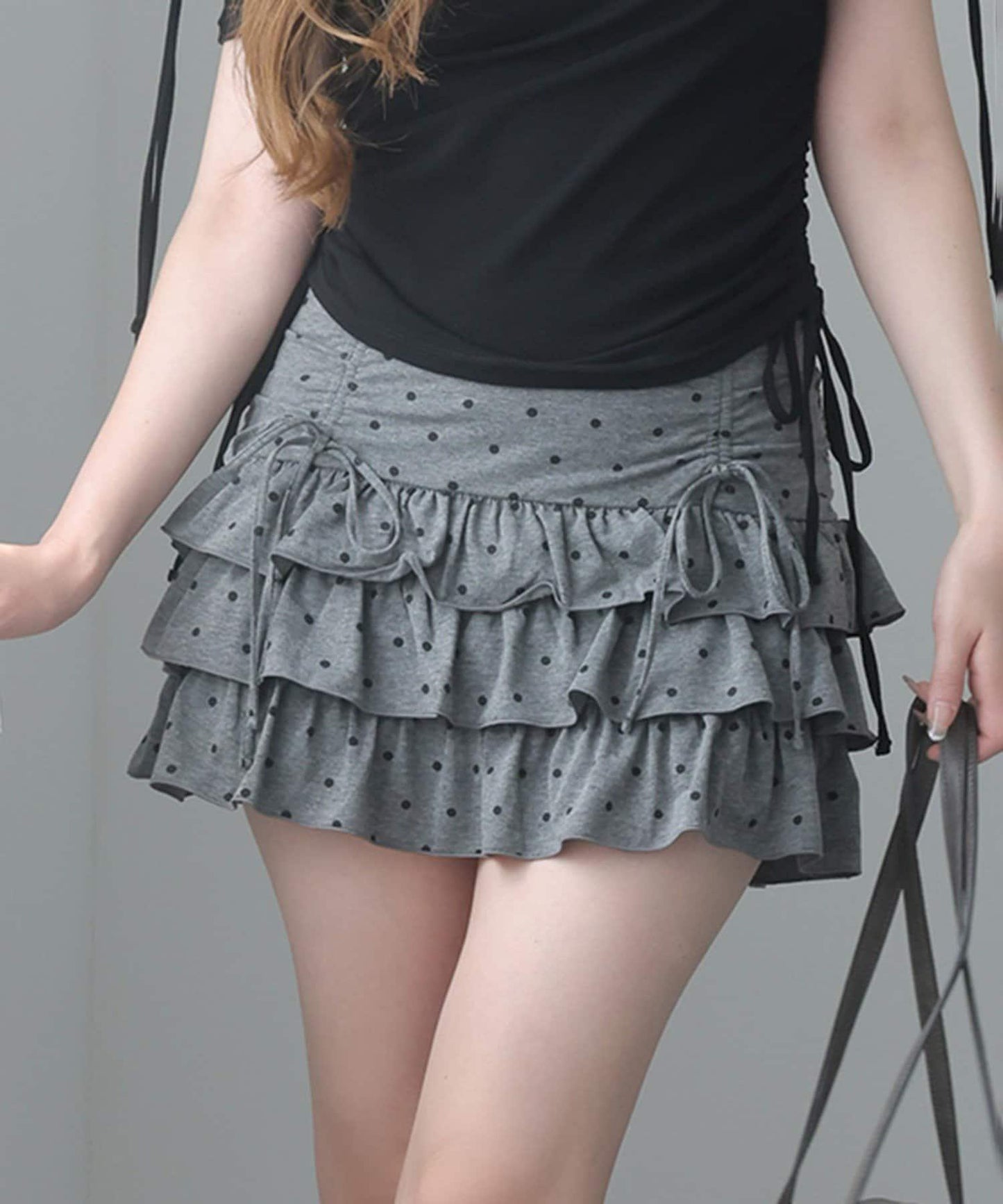 套裝可穿/繫帶褶皺迷你裙