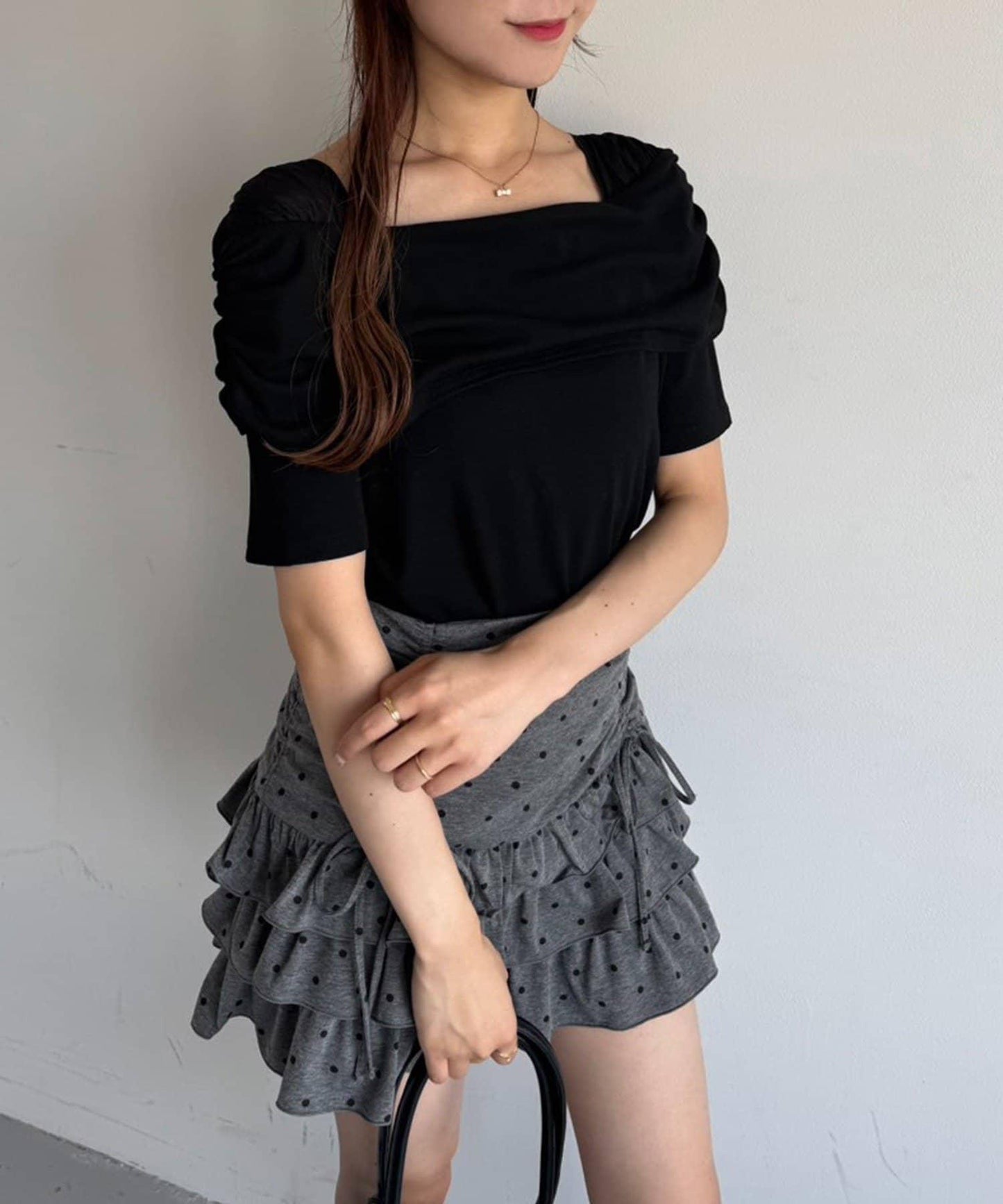 套裝可穿/繫帶褶皺迷你裙