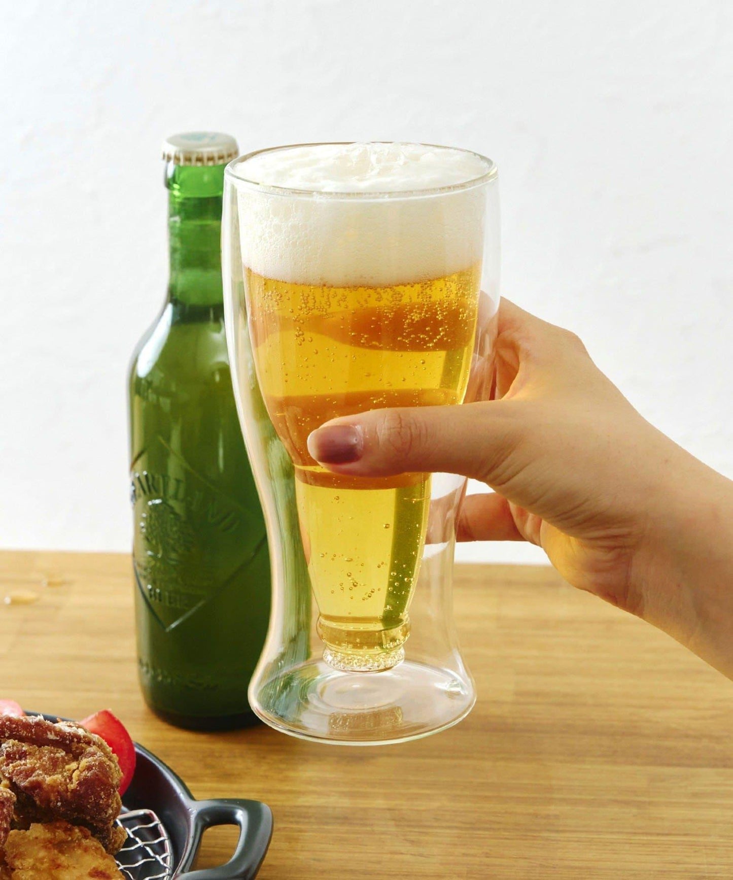 ダブルウォールビールタンブラー:400ml/ビールと唐揚げ