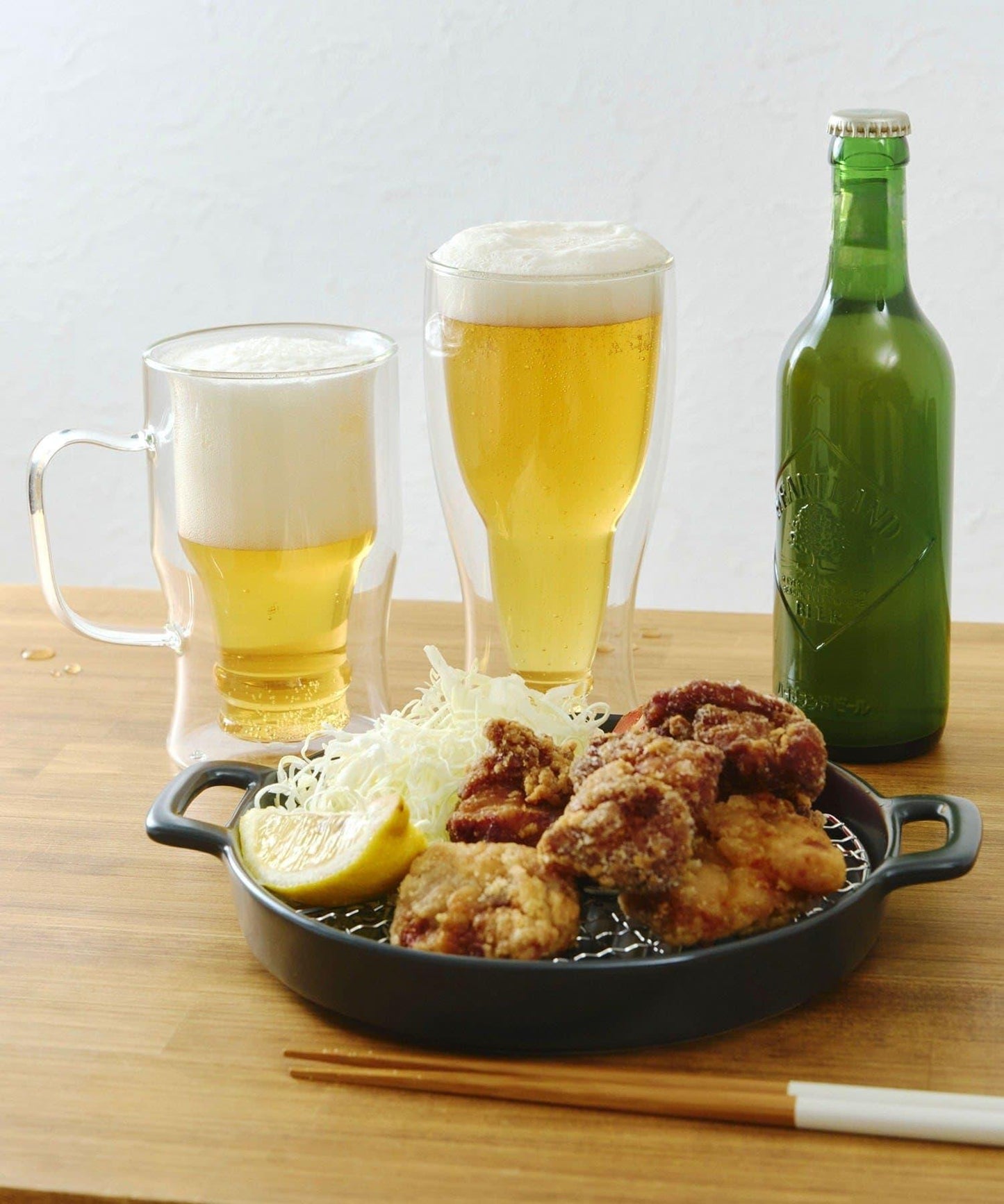 ダブルウォールビールタンブラー:400ml/ビールと唐揚げ