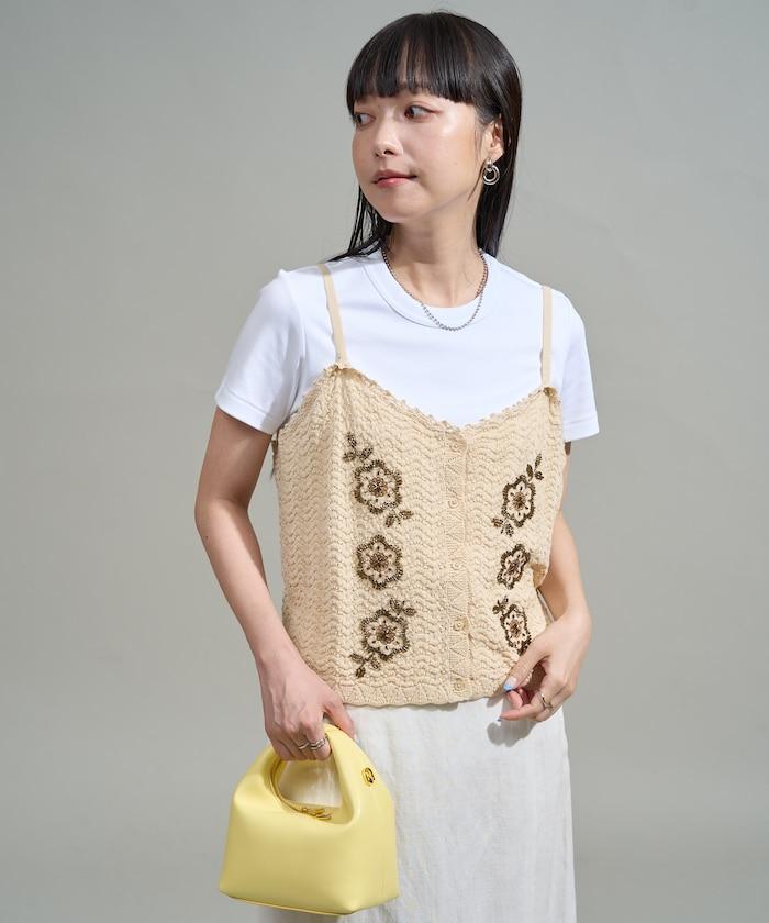 透視編織 珠片刺繡吊帶背心 胸衣