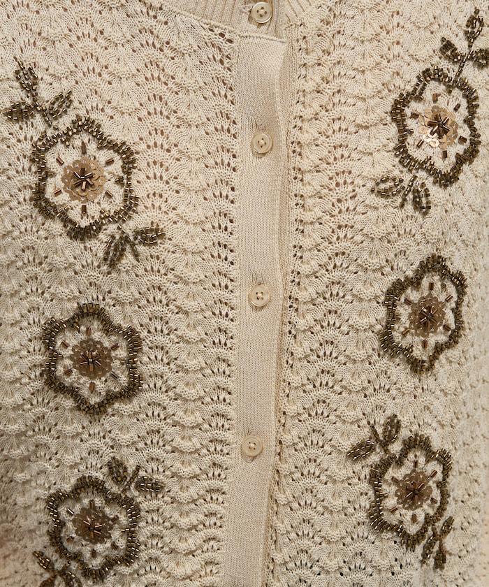 透視編織 珠片刺繡 夏季針織開衫